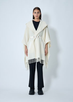Moncler Belted Fringe Cape White mon0262020
