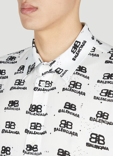 Balenciaga 오버사이즈 로고 프린트 셔츠 화이트 bal0151021