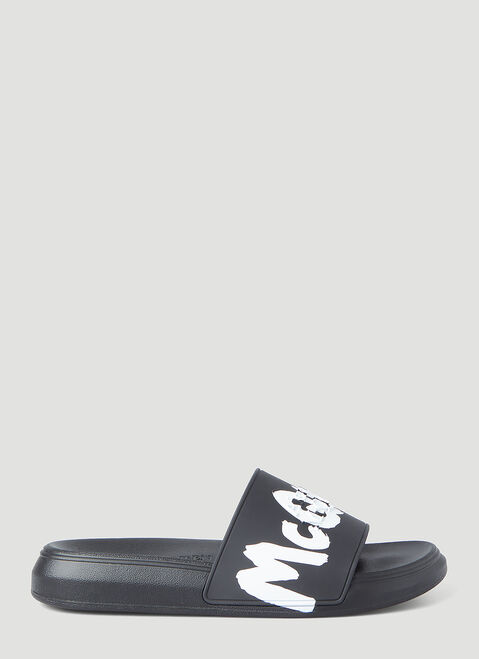 Versace Embossed Logo Print Slides Black ver0153026