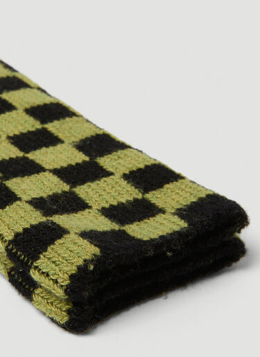 The Elder Statesman Marl Checker Socks Green tes0150015