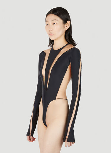 Mugler Cut Out Illusion Bodysuit Black mug0251035