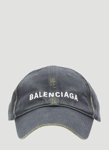 Balenciaga Distressed Logo Cap Blue bal0144068