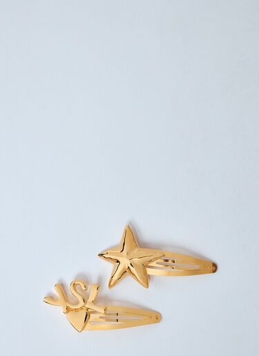 Saint Laurent Cassandre Hair Clips Gold sla0259056