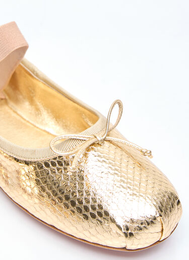 Miu Miu Snakeskin Ballerina Flats Gold miu0256073