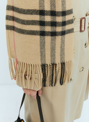 Check Wool Cashmere Hooded Scarf Burberry Check Wool Cashmere Hooded Scarf Beige bur0354001