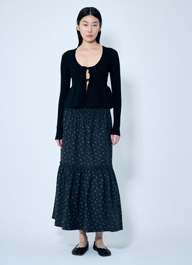 GANNI Floral Printed Maxi Skirt Black gan0259041