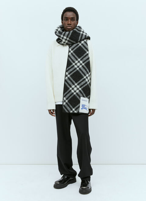 Moncler + Rick Owens チェックウールマフラー ブラック mcs0355016