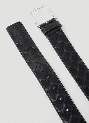 Bottega Veneta Intreccio Leather Belt Black bov0153057