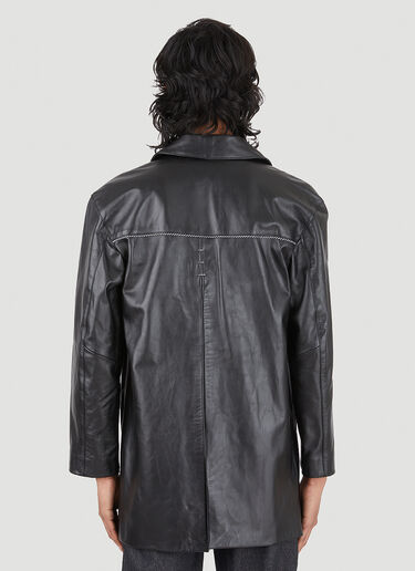 Youths In Balaclava Leather Overshirt Jacket  Black yib0146002