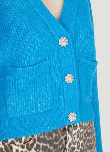 GANNI Embellished Button Cardigan Blue gan0249015