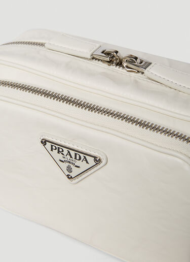 Prada Antique Leather Pocket Shoulder Bag White pra0252070