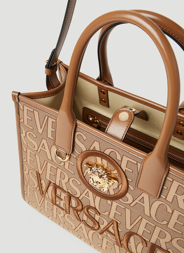Versace Allover Small Tote Bag Brown vrs0253051