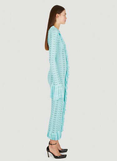 LN-CC® - Blumarine: Pointelle Knit Frilled Dress - Blue Blumarine Pointelle Knit Frilled Dress Blue blm0252001