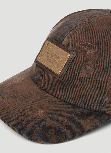 Dolce & Gabbana Distressed Logo Plaque Baseball Hat Brown dol0152015