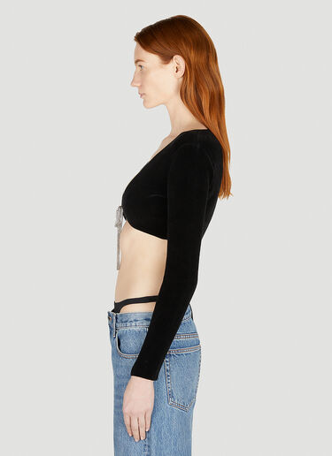 Cropped Crystal Tie Cardigan Alexander Wang Cropped Crystal Tie Cardigan Black awg0251007