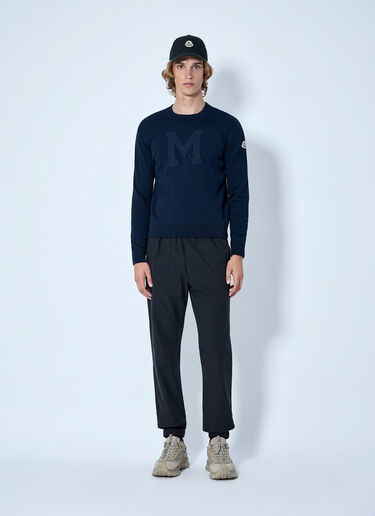 LN-CC® - Moncler: Embroidered Logo Sweater - Blue Moncler Embroidered Logo Sweater Blue mon0165058