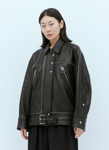 KHAITE Herman Leather Biker Jacket Black kha0253005
