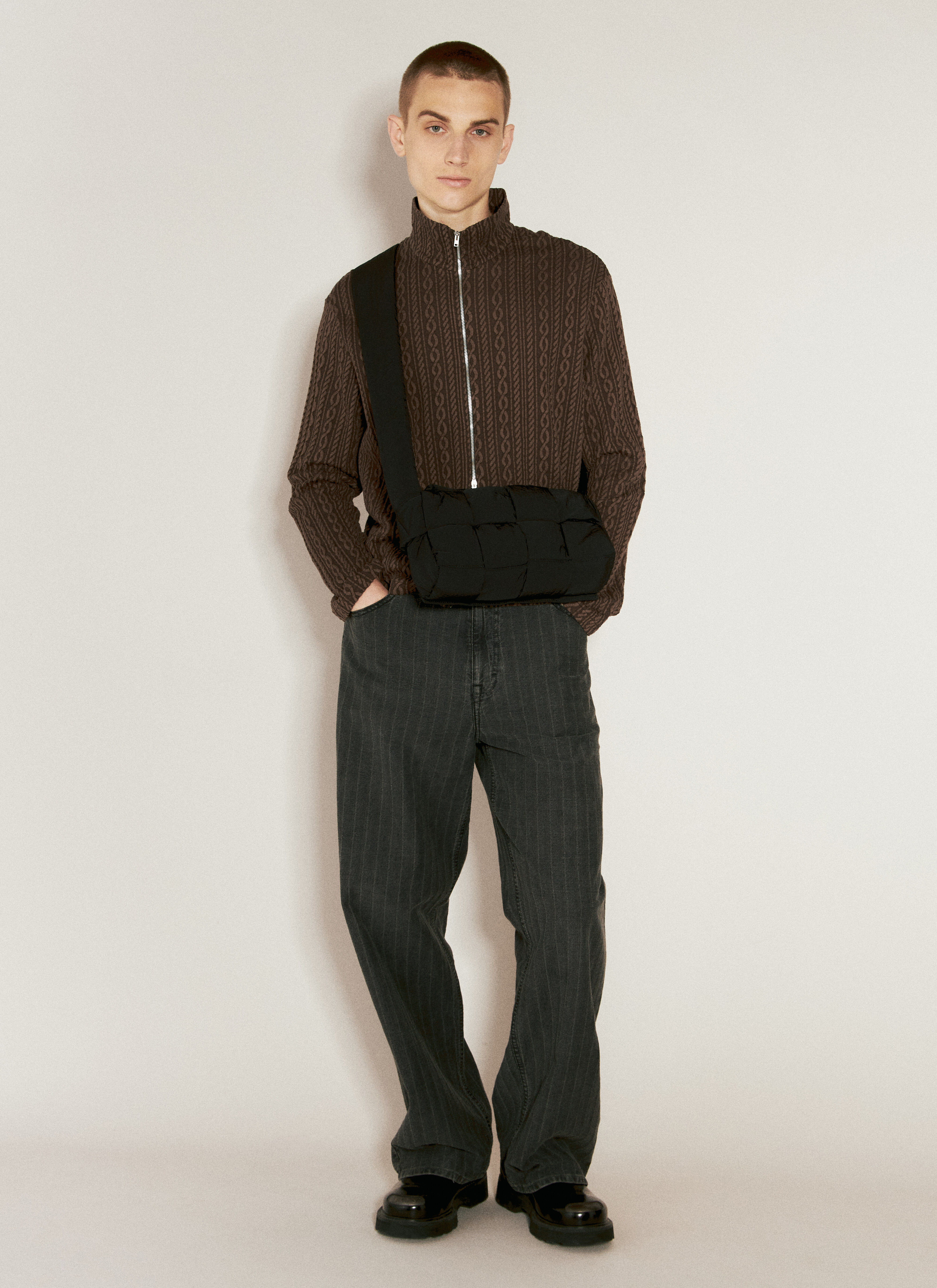 Our Legacy Men's' Shrunken Full Zip Polo Cardigan in Brown | LN-CC®