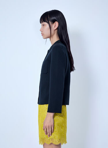 Saint Laurent Wool Polo Cardigan Black sla0265001