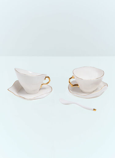 Seletti Meltdown Teacup, Saucer And Spoon Set White wps0691651