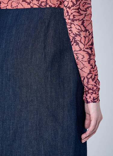Dries Van Noten Denim And Satin Wrap Skirt Navy dvn0260007