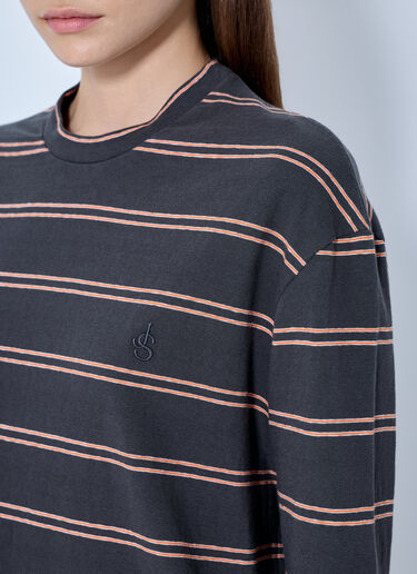 LN-CC® - Jil Sander: Striped Long Sleeve T-Shirt - Grey Jil Sander Striped Long Sleeve T-Shirt Grey jil0265005
