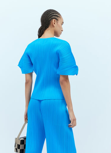 Pleats Please Issey Miyake Short Sleeve Pleated Top Blue plp0254001