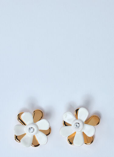 Marni Enameled Metal Flower Pop Earrings White mni0259030