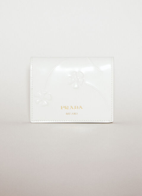 Prada Flower Embossed Bi-Fold Wallet White pra0254013