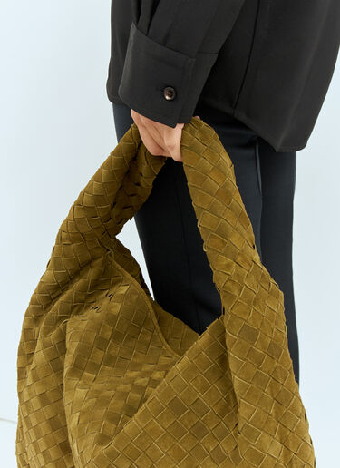 Bottega Veneta Large Hop Suede Shoulder Bag Green bov0258020