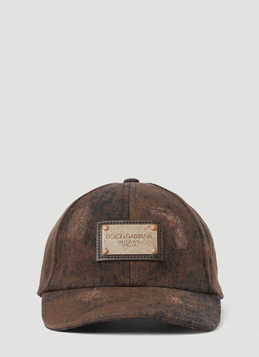 Dolce & Gabbana Distressed Logo Plaque Baseball Hat - Man Hats Brown 58