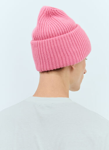 Acne Studios Embellished Face Logo Beanie Hat Pink acn0157038
