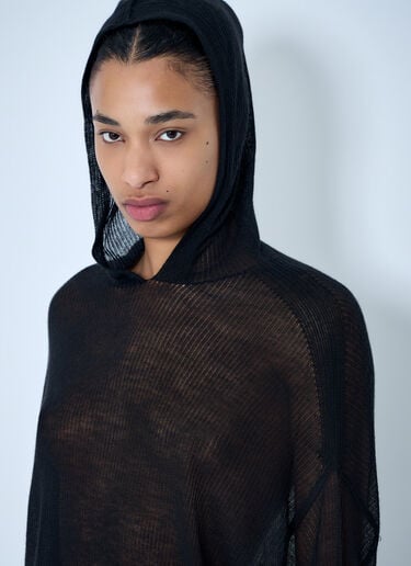 Rick Owens Mesh Knit Hooded Sweater Black ric0264005