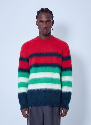 Lacoste Runway Striped Brushed Alpaca Blend Piqué Sweater Red lac0166001