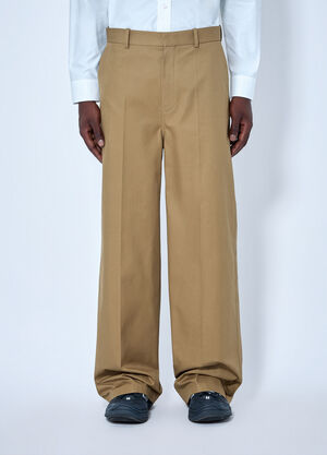 Balenciaga Wide Leg Cotton Chino Pants Camel bal0165013