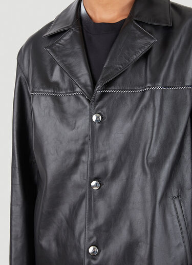 Youths In Balaclava Leather Overshirt Jacket  Black yib0146002
