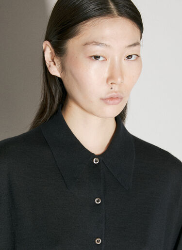 Cashmere Polo Sweater Prada Cashmere Polo Sweater Black pra0256053