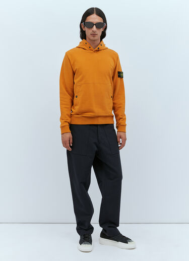 Stone Island Hooded Compass Patch Sweatshirt Orange sto0154054