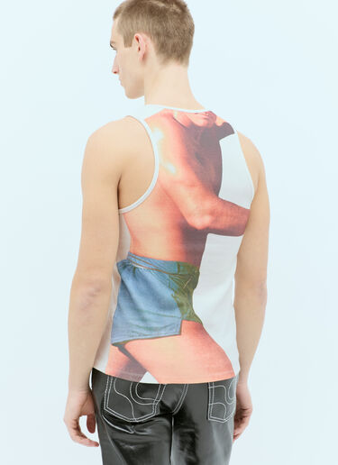 JW Anderson 대조적인 뒷면이 있는 로고 자수 탱크탑 화이트 jwa0154009