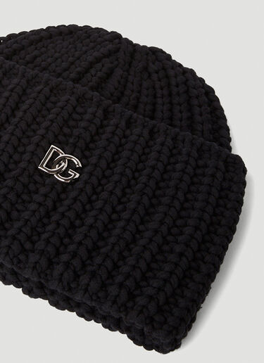 Dolce & Gabbana Logo Plaque Beanie Hat Black dol0150023