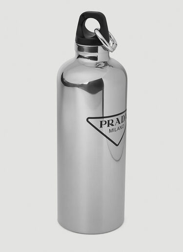 Prada Logo Print Insulated Water Bottle Silver pra0351029