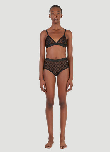 Gucci GG Embroidered Tulle Briefs Black guc0247096
