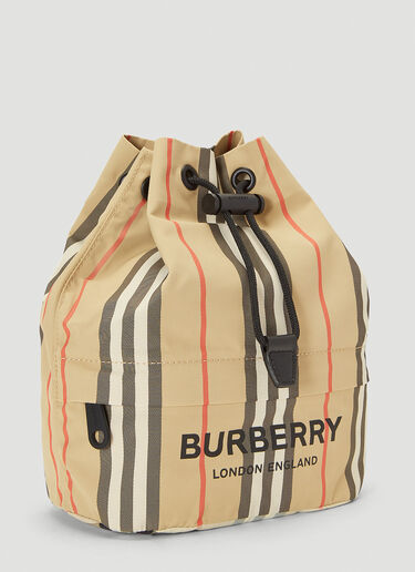 Burberry Phoebe Heritage Stripe Drawstring Clutch Bag Beige bur0237029