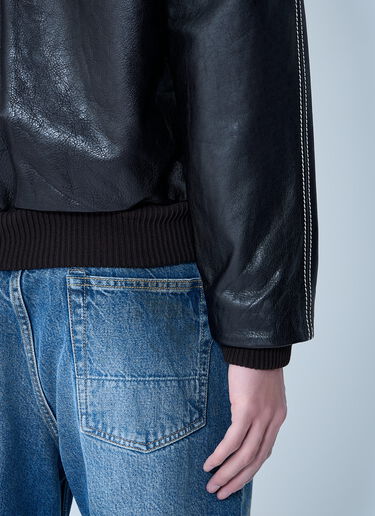 Wales Bonner Leather Button-Up Jacket Dark Brown wbn0164008