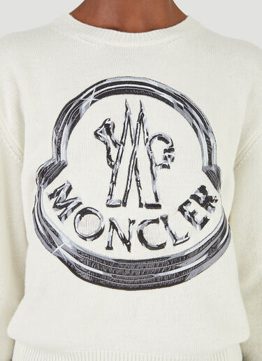 Moncler Intarsia Crewneck Sweater White mon0246045