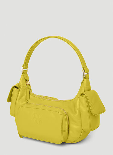 Miu Miu Pocket Leather Shoulder Bag - Woman Shoulder Bags Yellow One Size