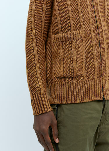 Stone Island Zip Up Wool Cardigan Brown sto0154056