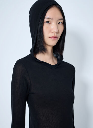 LN-CC® - Rick Owens: Long Sleeve Hooded Top - Black Rick Owens Long Sleeve Hooded Top Black ric0265028