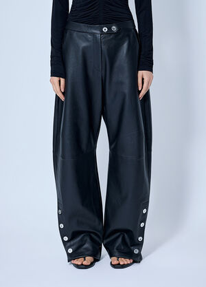 Sportmax Wide-Leg Leather Trousers Black spx0265009
