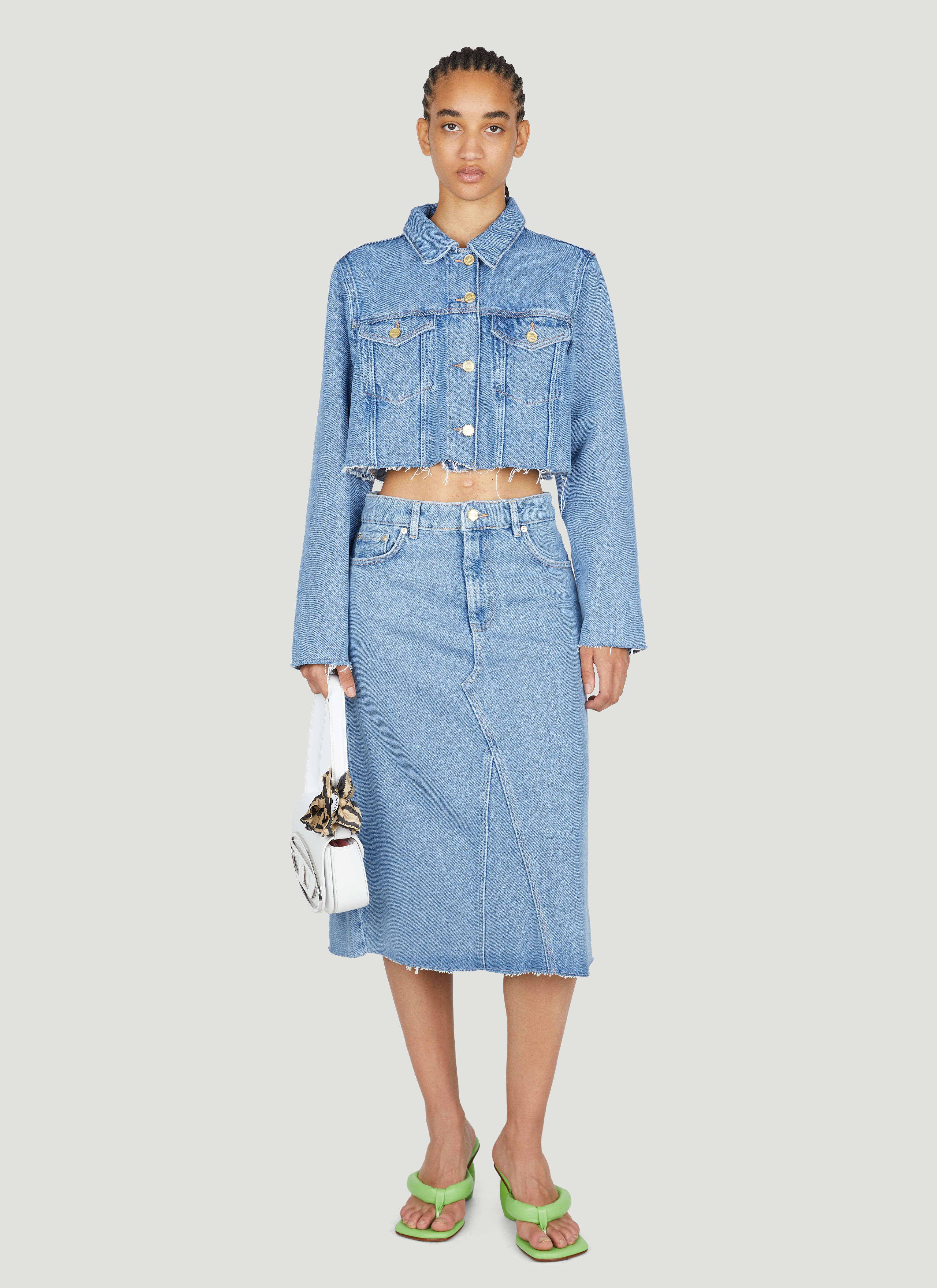 Ganni denim top midi skirt